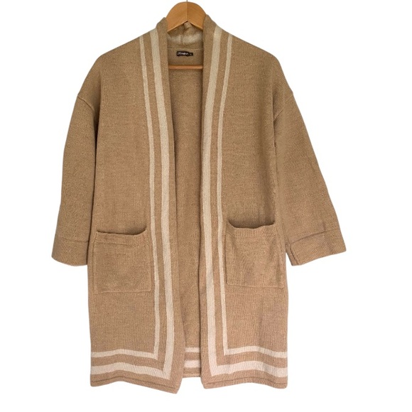 J.mclaughlin Mid length All Wool Cardigan Neutral Bracelet Sleeves S - Picture 2 of 7